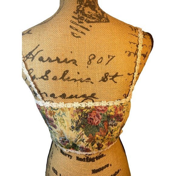 Cider Corset Crop Top Womens M Floral Cottagecore Tapestry Lace Up Festival - Picture 5 of 9